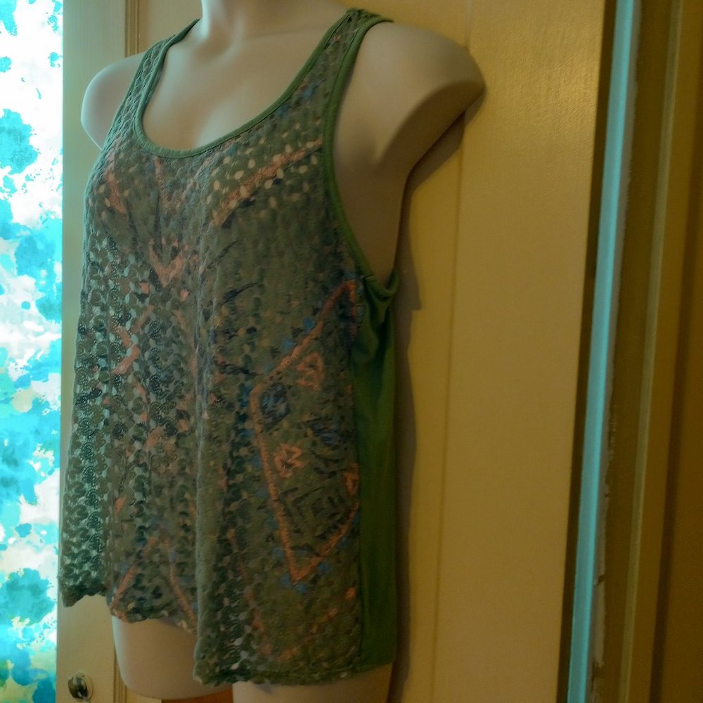No Boundaries green crochet tank top XL